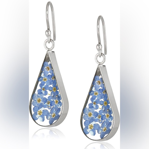 Vintage Sterling Silver Glass Flower Earrings - Picture 7 of 10